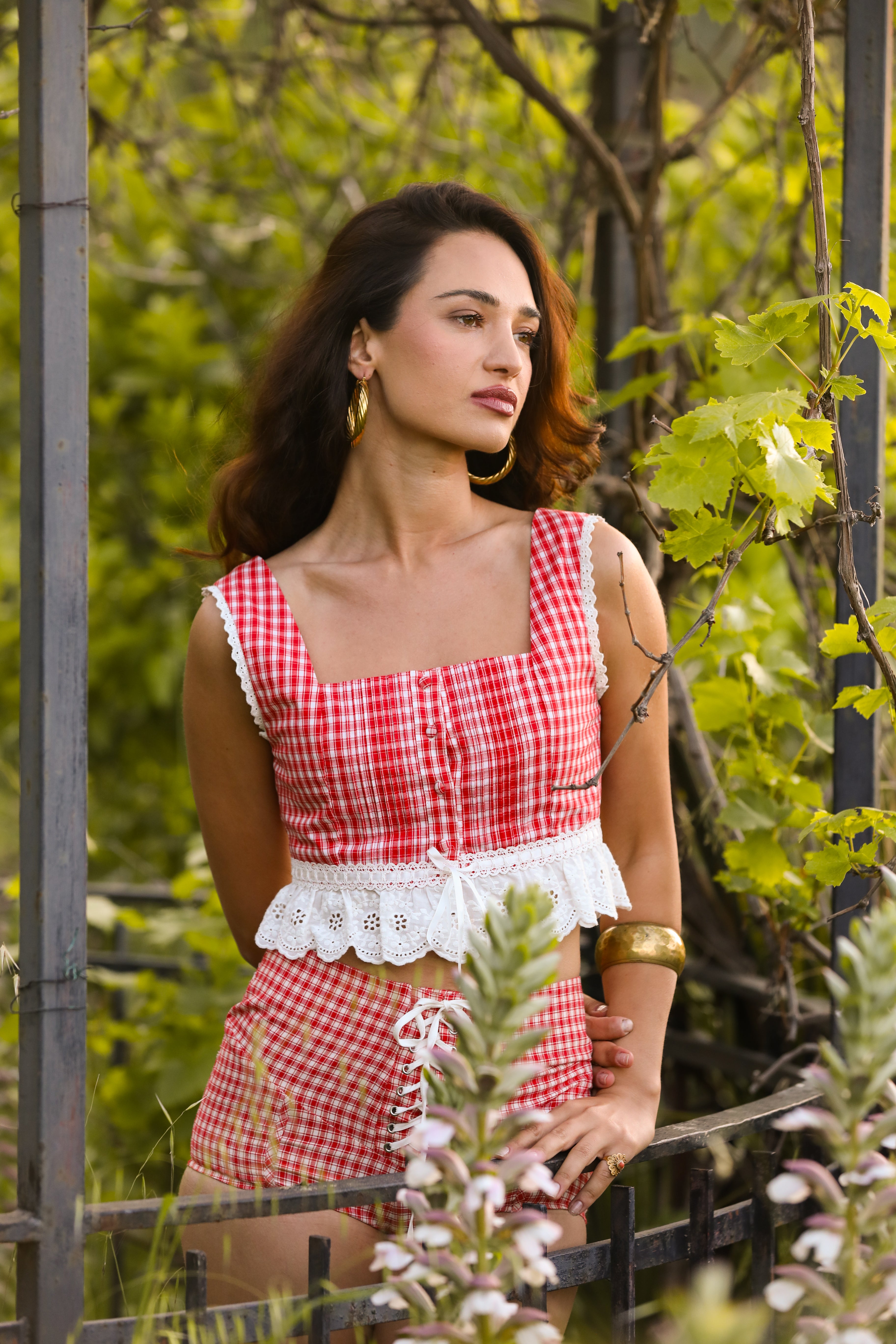 The Gingham Contadina Blouse
