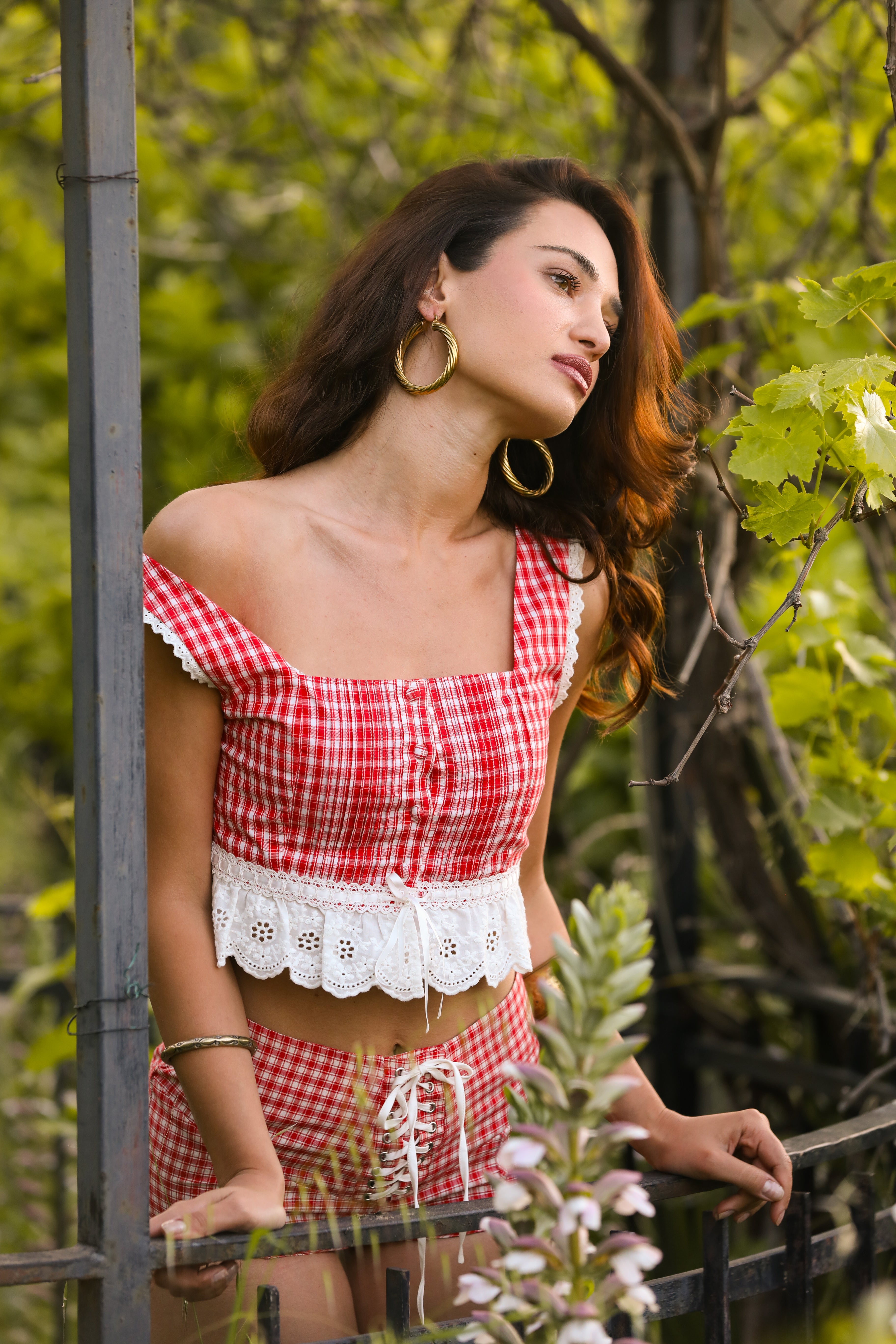 The Gingham Contadina Blouse