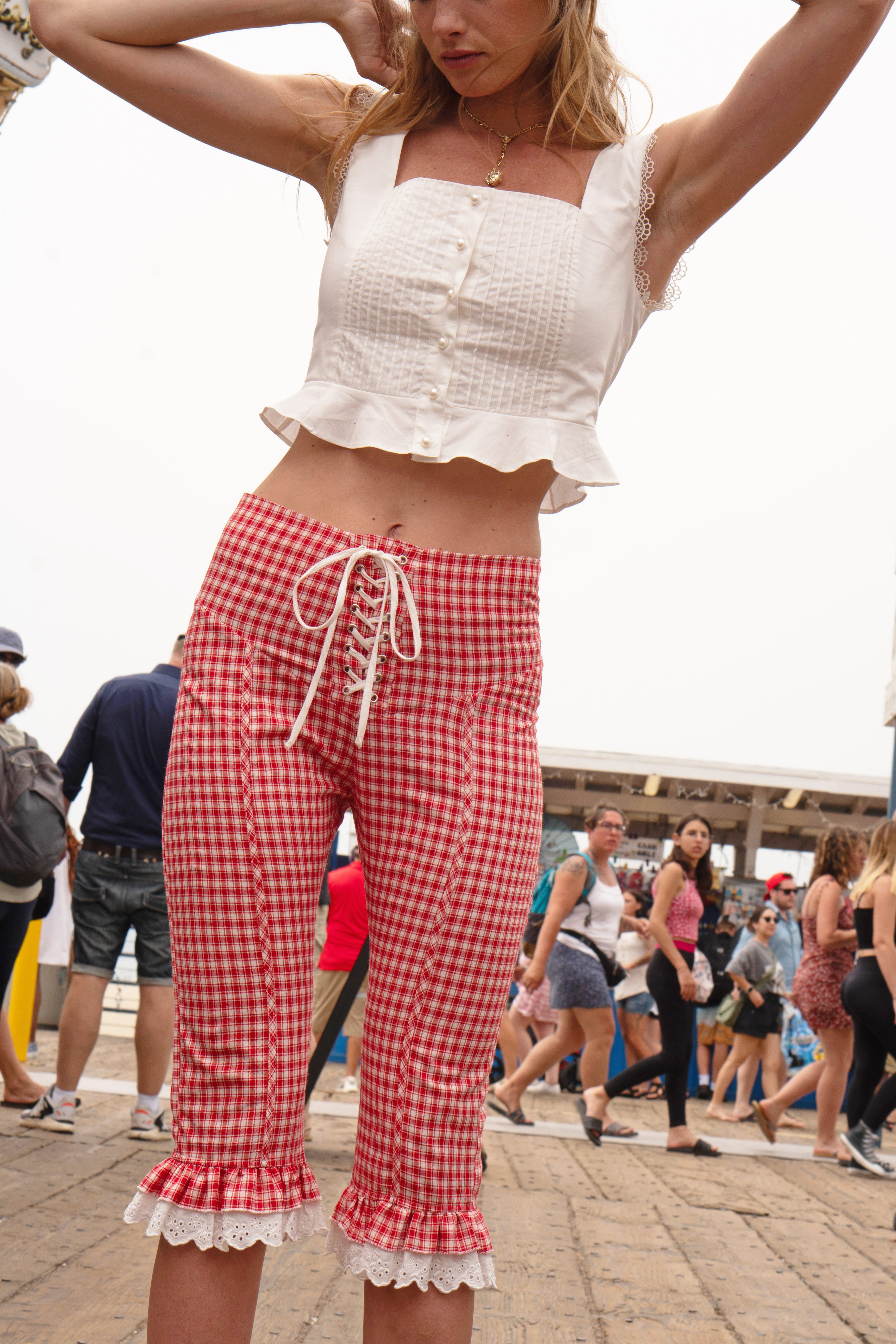 In Bloom Trouser I Red Gingham-Serpenti Apparel