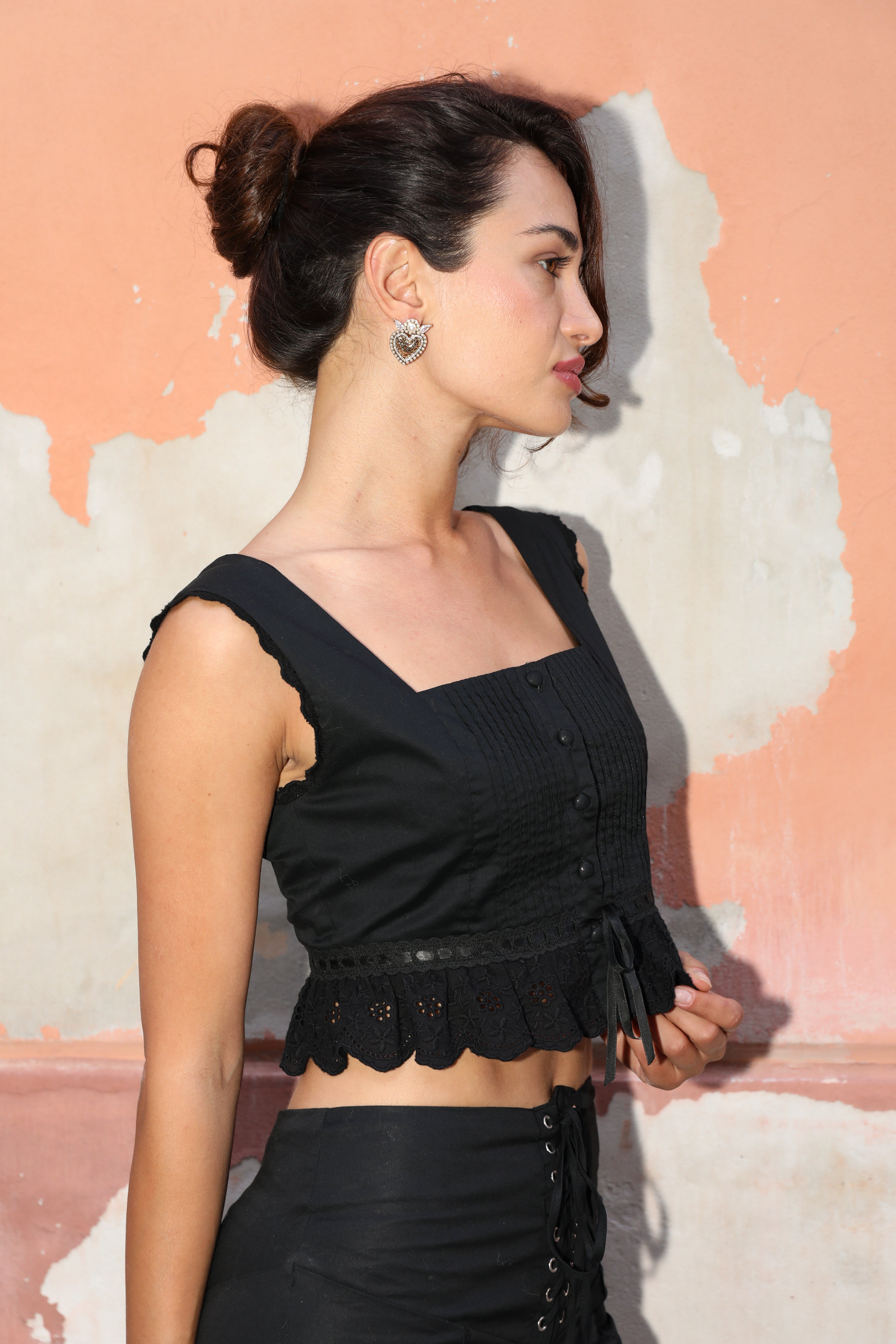 The Contadina Blouse I Black